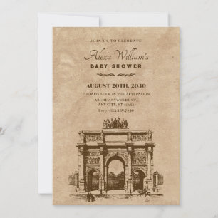 Invitation baby shower d'architecture historique vintage