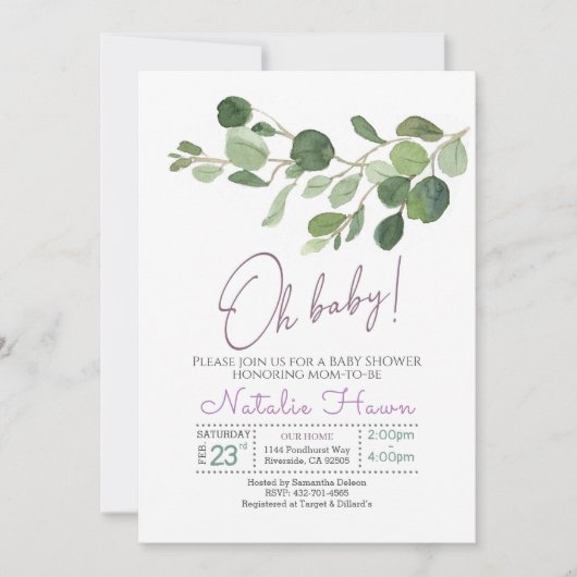 Invitation baby shower d'argent (Devant)