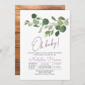 Invitation baby shower d'argent (Devant / Derrière)