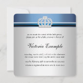 Invitation Baby shower d'argent et de prince bleu (Dos)