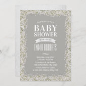 Invitation Baby shower d'argent fleuri pour bébé rustique (Devant / Derrière)