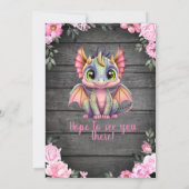 Invitation Baby shower Dargon rose, rustique (Dos)