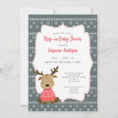 Invitation Baby shower d'arrivée de cerfs de bébés d'hiver (Devant)