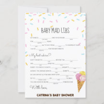 Baby shower d'arrosage de crème glacée -Nom modifi
