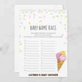 Invitation Baby shower d'arrosage de crème glacée -Nom modifi (Devant / Derrière)