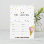 Invitation Baby shower d'arrosage de crème glacée -Nom modifi (Debout devant)