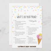 Invitation Baby shower d'arrosage de crème glacée -Nom modifi (Devant / Derrière)