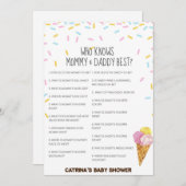 Invitation Baby shower d'arrosage de crème glacée -Nom modifi (Devant / Derrière)