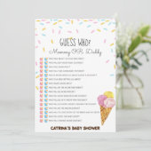 Invitation Baby shower d'arrosage de crème glacée -Nom modifi (Debout devant)