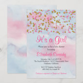 Invitation Baby shower d'arrosage de Parties scintillant rose (Devant / Derrière)