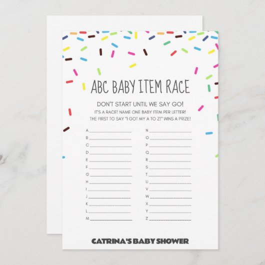 Invitation Baby shower d'arrosage - Nom modifiable, 5x7 (Devant / Derrière)