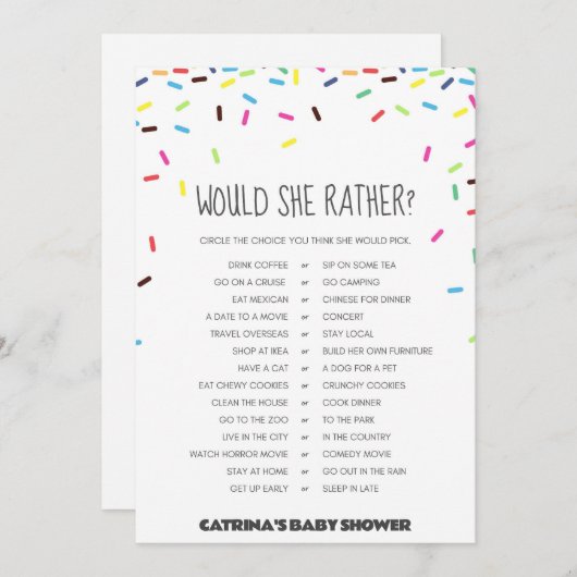 Invitation Baby shower d'arrosage - Nom modifiable, 5x7 (Devant / Derrière)