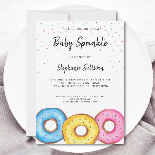 Invitation Baby shower d'arrosage pour bébé Donut