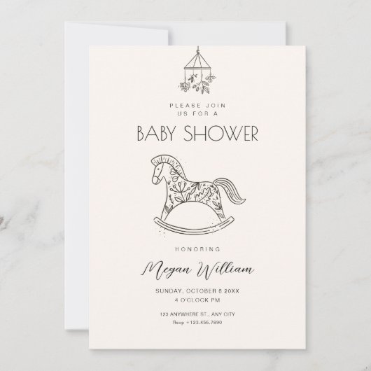 Invitation Baby shower d'art à cheval à rochers (Devant)