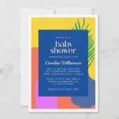 Invitation Baby shower d'art botanique de couleur vive (Devant)