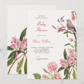 Invitation Baby shower d'art ornithologique (Devant / Derrière)