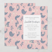 Invitation Baby shower d'art populaire de style scandinave In (Devant / Derrière)