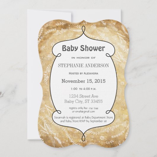 Invitation Baby shower d'art populaire Floral Garland (Devant)