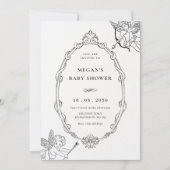 Invitation baby shower d'art vintage cupide baroque (Devant)