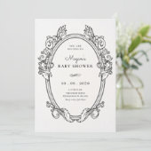 Invitation baby shower d'art vintage et élégant (Debout devant)