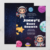 Invitation Baby shower d'astronaute (Devant / Derrière)