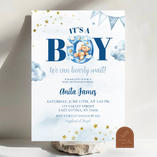 Invitation Baby shower d'attente Bearly Boy