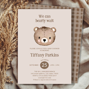 Invitation Baby shower d'attente Bearly minimaliste Neutre