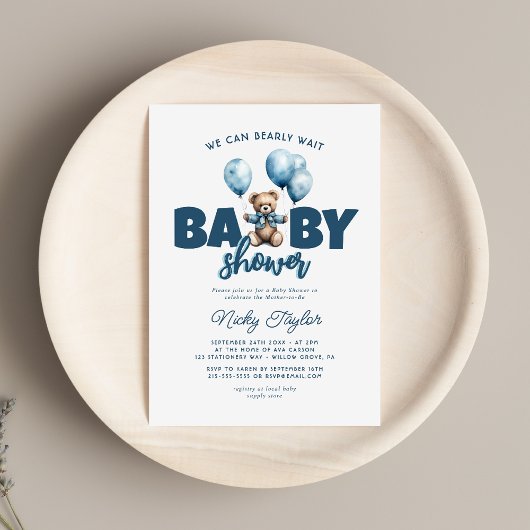 Invitation Baby shower d'attente bleu