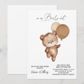 Invitation Baby shower d'attente Brown de l'ours (Devant / Derrière)