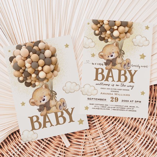 Invitation Baby shower d'attente Brown de l'ours