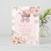 Invitation Baby shower d'attente de la poussette de l'ours ro (Debout devant)