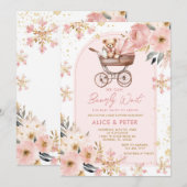 Invitation Baby shower d'attente de la poussette de l'ours ro (Devant / Derrière)