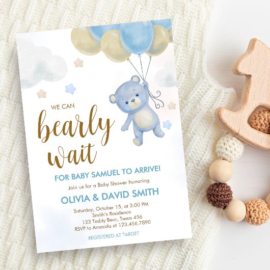 Invitation Baby shower d'attente de l'ours