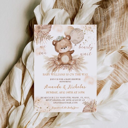 Invitation Baby shower d'attente de l'ours
