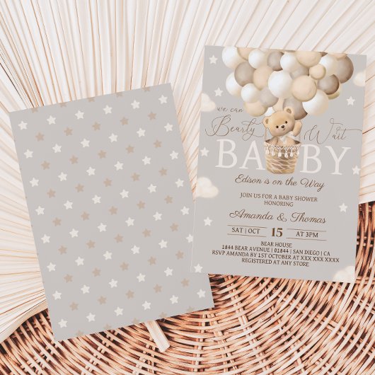 Invitation Baby shower d'attente de l'ours à air chaud