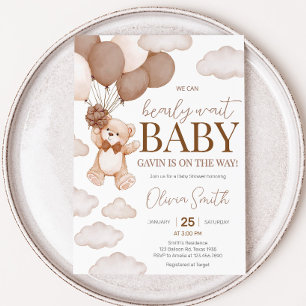 Invitation Baby shower d'attente de l'ours Brown