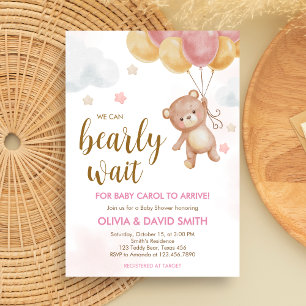 Invitation Baby shower d'attente de l'ours de fille