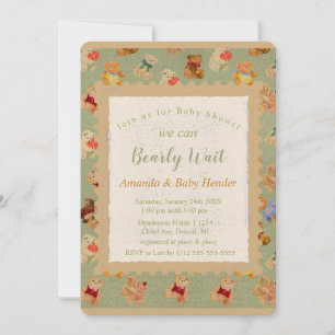 Invitation Baby shower d'attente de l'ours en peluche