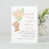 Invitation Baby shower d'attente de l'ours en peluche (Debout devant)