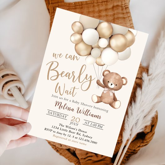 Invitation Baby shower d'attente de l'ours en peluche