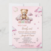 Invitation Baby shower d'attente de l'ours rose (Devant)