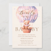 Invitation Baby shower d'attente de l'ours rose (Devant)