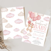 Invitation Baby shower d'attente de l'ours rose