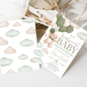 Invitation Baby shower d'attente de l'ours vert