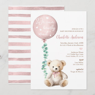 Invitation Baby shower d'attente d'Eucalyptus rose