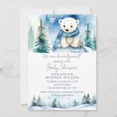 Invitation Baby shower d'attente hivernale de l'ours polaire (Devant)