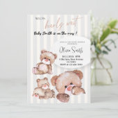 Invitation Baby shower d'attente précoce - Ours Brown mignon (Debout devant)