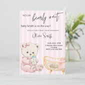 Invitation Baby shower d'attente précoce - Ours Brown mignon (Debout devant)