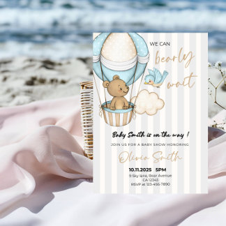 Invitation Baby shower d'attente précoce - Ours Brown mignon