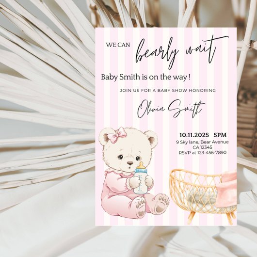Invitation Baby shower d'attente précoce - Ours Brown mignon